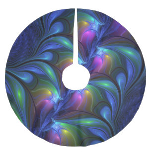 Kleurrijk Abstract blauw roze groen fractal Kerstboom Rok