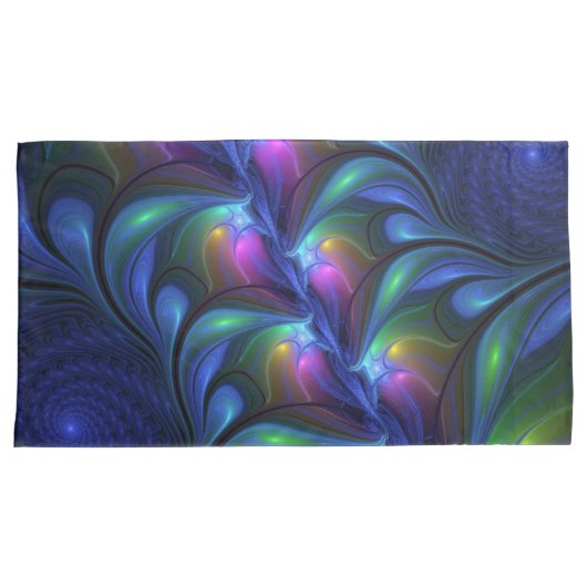 Kleurrijk Abstract blauw roze groen fractal Kussensloop (Voorkant-Rechts)