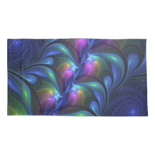 Kleurrijk Abstract blauw roze groen fractal Kussensloop (Achterkant-Links)