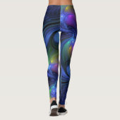Kleurrijk Abstract blauw roze groen fractal Leggings (Achterkant)