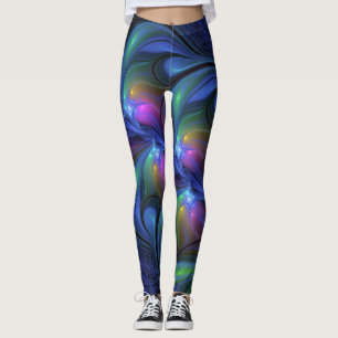 Kleurrijk Abstract blauw roze groen fractal Leggings