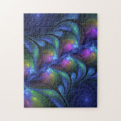 Kleurrijk Abstract blauw roze groen fractal Legpuzzel (Verticaal)