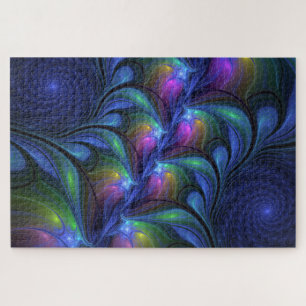 Kleurrijk Abstract blauw roze groen fractal Legpuzzel