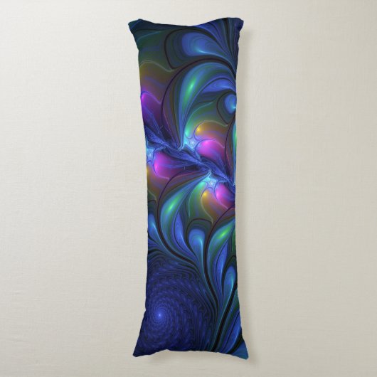 Kleurrijk Abstract blauw roze groen fractal Lichaamskussen (Voorkant Verticaal)