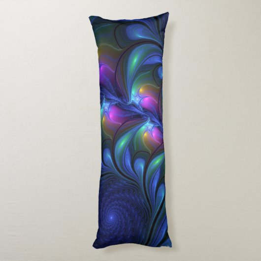 Kleurrijk Abstract blauw roze groen fractal Lichaamskussen (Achterkant (Verticaal))