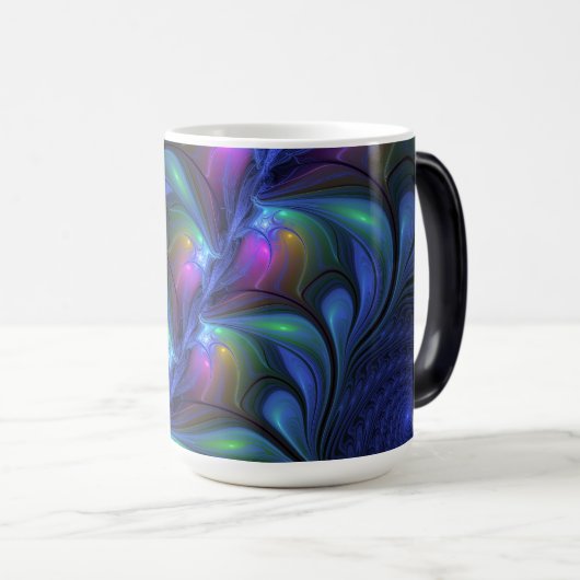 Kleurrijk Abstract blauw roze groen fractal Magische Mok (Voorkant rechts)