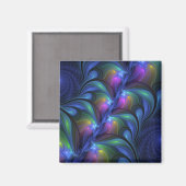 Kleurrijk Abstract blauw roze groen fractal Magneet (Voorkant / Achterkant)