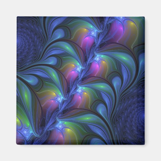 Kleurrijk Abstract blauw roze groen fractal Magneet (Voorkant)
