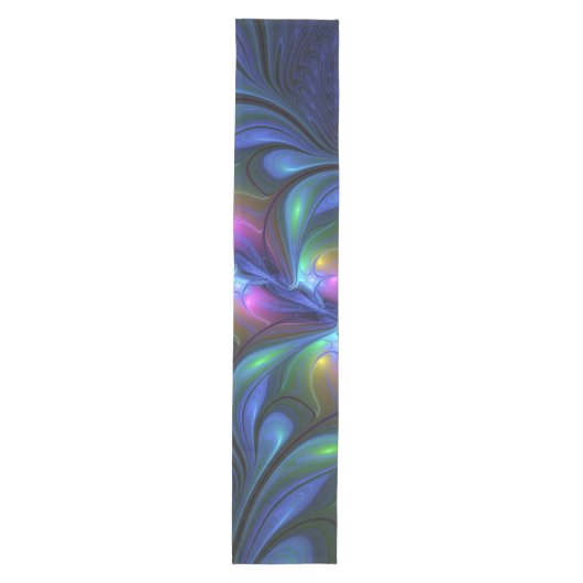 Kleurrijk Abstract blauw roze groen fractal Medium Tafelloper (Voorkant)