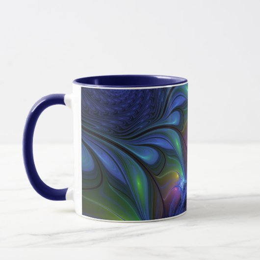 Kleurrijk Abstract blauw roze groen fractal Mok (Links)