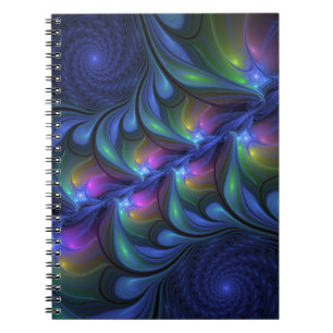 Kleurrijk Abstract blauw roze groen fractal Notitieboek