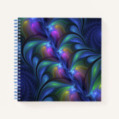 Kleurrijk Abstract blauw roze groen fractal Notitieboek (Voorkant)