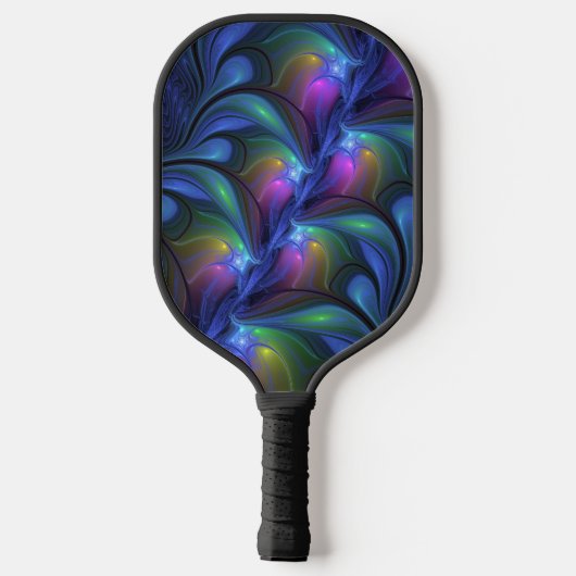 Kleurrijk Abstract blauw roze groen fractal Pickleball Paddle (Achterkant)