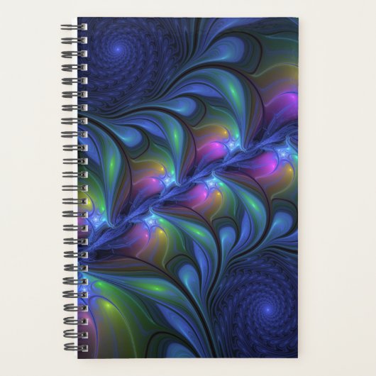 Kleurrijk Abstract blauw roze groen fractal Planner (Voorkant)