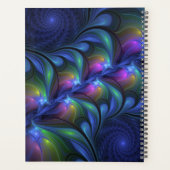 Kleurrijk Abstract blauw roze groen fractal Planner (Achterkant)