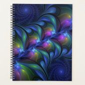 Kleurrijk Abstract blauw roze groen fractal Planner (Voorkant)