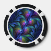 Kleurrijk Abstract blauw roze groen fractal Poker Chips (Achterkant)