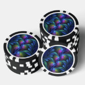 Kleurrijk Abstract blauw roze groen fractal Poker Chips (Opstapeling)
