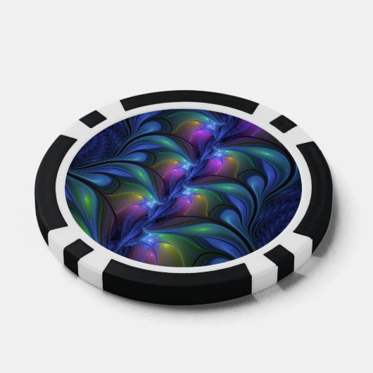 Kleurrijk Abstract blauw roze groen fractal Poker Chips (Enkel)