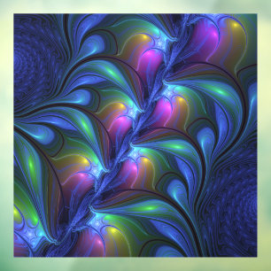 Kleurrijk Abstract blauw roze groen fractal Raamsticker