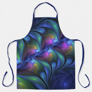 Kleurrijk Abstract blauw roze groen fractal Schort