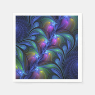Kleurrijk Abstract blauw roze groen fractal Servet