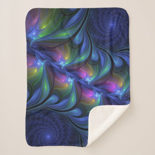 Kleurrijk Abstract blauw roze groen fractal Sherpa Deken (Voorkant)