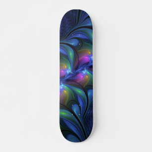 Kleurrijk Abstract blauw roze groen fractal Skateboard