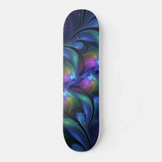 Kleurrijk Abstract blauw roze groen fractal Skateboard (Voorkant)