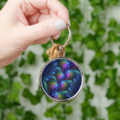 Kleurrijk Abstract blauw roze groen fractal Sleutelhanger (Hand)