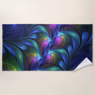 Kleurrijk Abstract blauw roze groen fractal Strandlaken