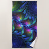 Kleurrijk Abstract blauw roze groen fractal Strandlaken (Voorkant)