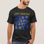 Kleurrijk Abstract blauw roze groen fractal T-shirt (Voorkant)