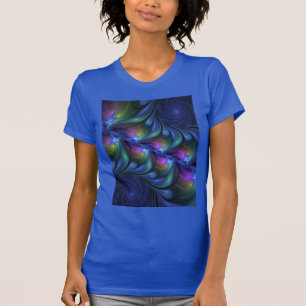 Kleurrijk Abstract blauw roze groen fractal T-shirt