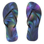 Kleurrijk Abstract blauw roze groen fractal Teenslippers (Voetbed)