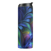 Kleurrijk Abstract blauw roze groen fractal Thermosbeker (Gedraaid links)
