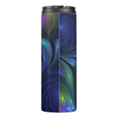 Kleurrijk Abstract blauw roze groen fractal Thermosbeker (Achterkant)