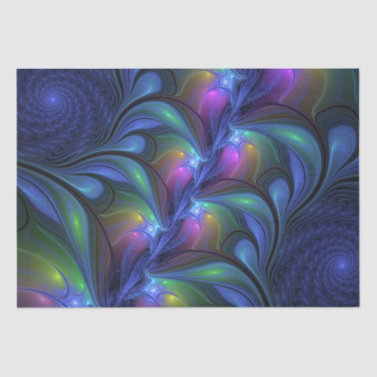 Kleurrijk Abstract blauw roze groen fractal Tissuepapier (Voorkant)