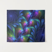 Kleurrijk Abstract blauw roze groen fractal Wandkleed (Voorkant (horizontaal))