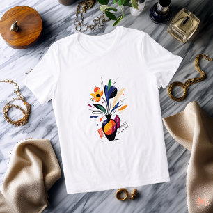 Kleurrijk Abstract Bloem T-Shirt Moderne Kunstzi
