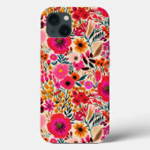 Kleurrijk Abstract Bloemen Roze Geel Vet Patroon Case-Mate iPhone Case (Achterkant)