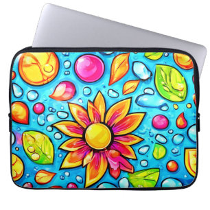 Kleurrijk abstract bloemenpatroon laptop sleeve