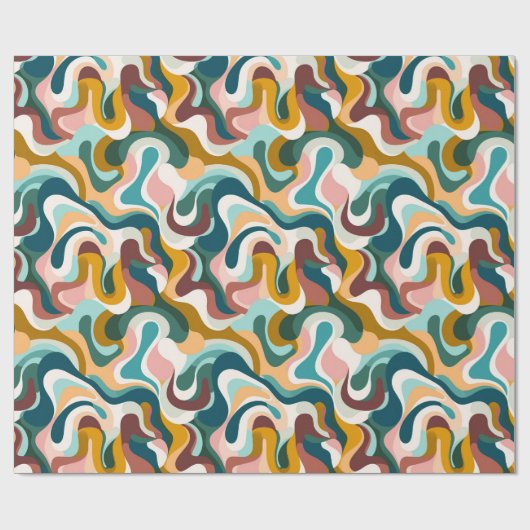 Kleurrijk abstract boho swirly vormpatroon cadeaupapier (Vlak)