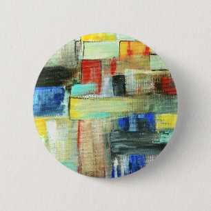 Kleurrijk Abstract Cityscape Origineel Kunstschild Ronde Button 5,7 Cm