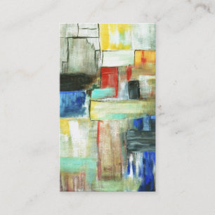 Kleurrijk Abstract Cityscape Origineel Kunstschild Visitekaartje