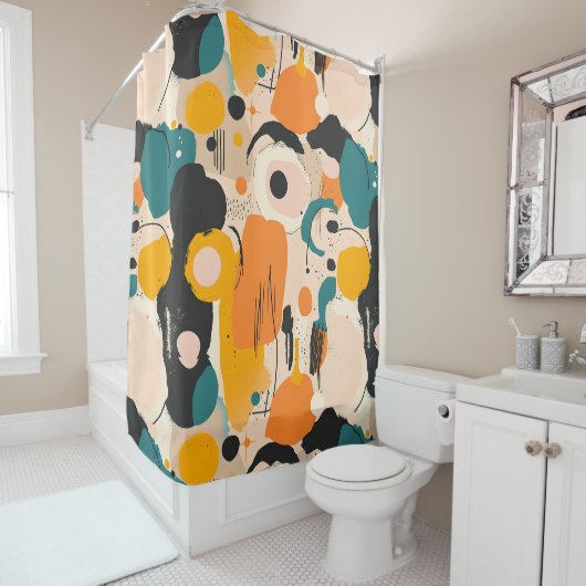 Kleurrijk Abstract douchegordijn (In situ)