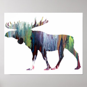 Kleurrijk abstract elandsilhouet poster