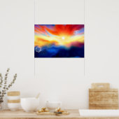 Kleurrijk Abstract Fantasy Skyscape met Sunrise Poster (Keuken)