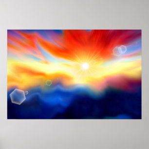 Kleurrijk Abstract Fantasy Skyscape met Sunrise Poster