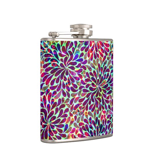 Kleurrijk Abstract Floral design Heupfles (Rechts)